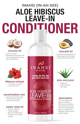Inahsi Aloe Hibiscus Leave-In Conditioner 12 fl oz - Curly Hair Moisturizer for Men Women Kids Variation of THIS listing