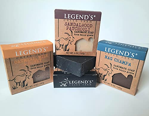 Legend's Creek Goat Milk Soap, 5 Oz, Sandalwood/Oatmeal/Pine Tar/Nag – Pack of 4