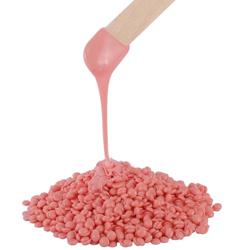 3.3lb Bulk Hard Wax Beads, Professional Waxing Bead for Brazilian, Bikini, Body, Face, Arms, Legs, Back, Chest, Coarse Hair Hair Removal, Scented Stripless Wax beans, 50 Wooden Sticks