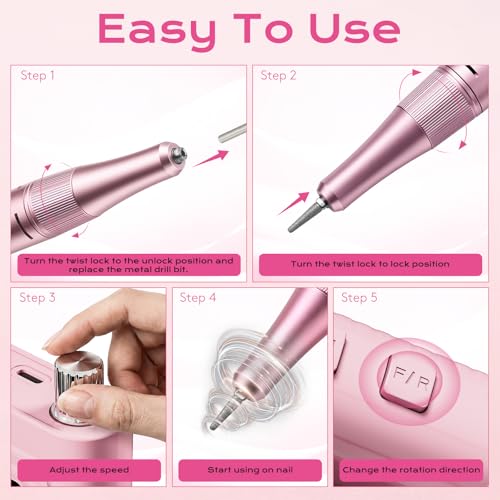 Cordless Electric Nail Drill Kit with 7 Bits & LCD Display - Professional Manicure Tool