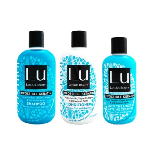 Anti Frizz Shampoo Conditioner & Styling Cream Set with Keratin & Murumuru Butter
