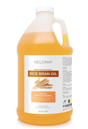 Velona Rice Bran Oil 64 fl oz - Expeller Pressed & Refined for Cooking & Skin Care - Pack of 1