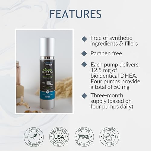 Bioidentical DHEA Cream for Women and Men - Skin Nourishing Lotion, 3.6 oz