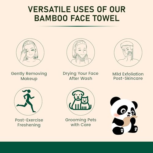 MOTHER EARTH Bamboo Face Towels XL - Hypoallergenic and Disposable Face Wipes | Dry Makeup Removers | Made from Bamboo Viscose | Extra Soft for Sensitive Skin (50 Towels)