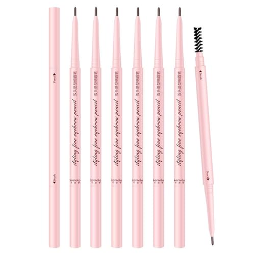 Eyebrow Pencils for Women,6Pack Micro Eyebrow Pencil Waterproof Smudgeproof,Ultra-Precise Tip Long-Lasting Brow Pencils for Natural Looking Eyebrows,Built-In Spoolie Brush,01 Elegant Tea Brown.