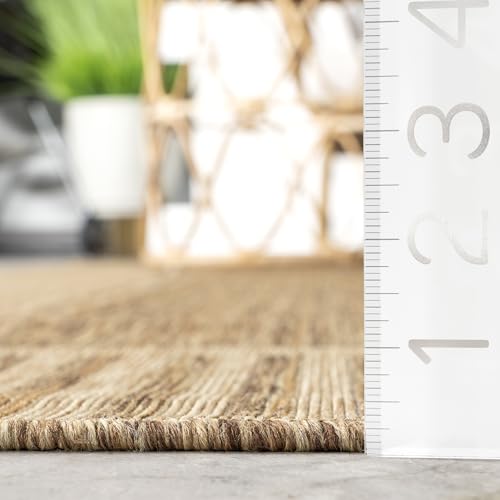 nuLOOM Asha 7' Round Indoor/Outdoor Area Rug - Light Brown Border