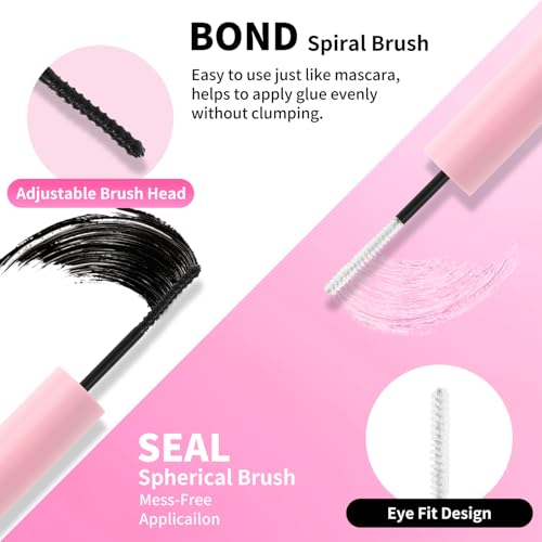 DIY Lash Extension Kit Individual Lash Clusters Kit 280Pcs with Lash Bond and Seal and Remover Tweezers for Lash Cluster Extensions Kit for Beginner(60D+80D D Kit, 10-16mm Mixed, 3D Fluffy)