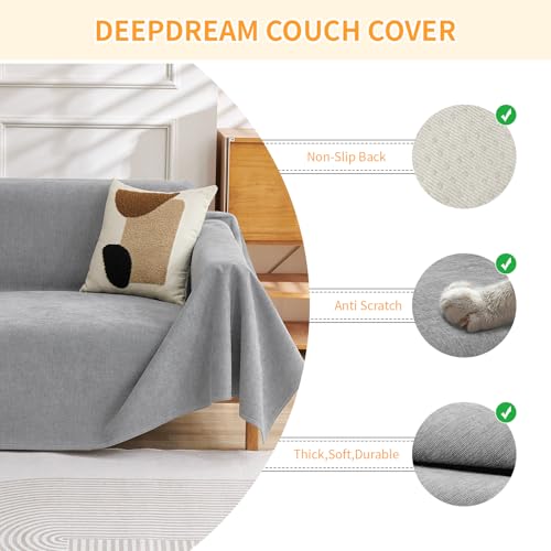 Deep Dream Waterproof Cat-Scratch Resistant Couch Cover 71x150 Light Grey
