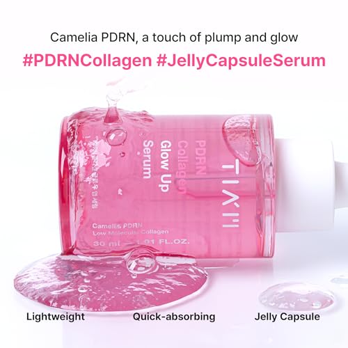 TIAM PDRN Collagen Glow Up Serum, Pink Capsule Serum, Camelia PDRN, Peptide, Plumping & Firming, Korean Skincare | 1.01 fl.oz.
