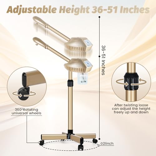 Facial Steamer Professional on Wheels - Champagne Gold, Small Model FST-04