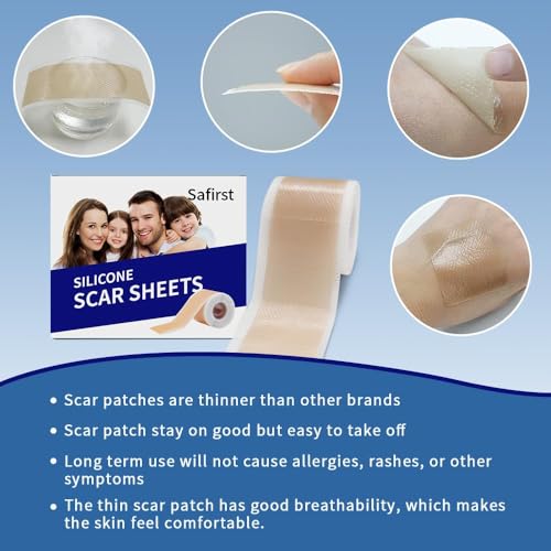 Silicone Scar Sheets 1.6"x59" Roll-1.5M Scars Removal Treatment Medical Grade Silicone Scar Tape for Skin Resuable Strip for Tummy Tuck,Incision,Keloid,C-Section,Burn,Acne Scars
