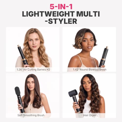 UKLISS 5-in-1 Hair Dryer Brush Set Black Gold - All-in-One Styling Tool