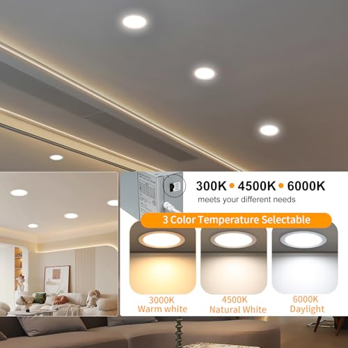12 Pack 8 Inch LED Recessed Downlights - Dimmable, 3CCT Selectable, Ultra-Thin, High Brightness 1800LM, Canless Ceiling Lights - Multiple Variations