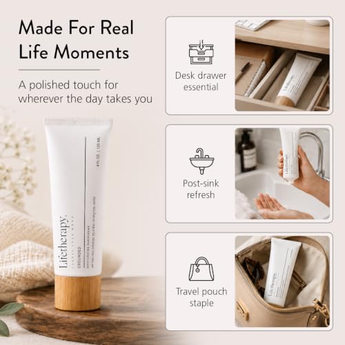 Lifetherapy Grounded Moisturizing Hand Cream 4oz - Fast Absorbing, Paraben-Free