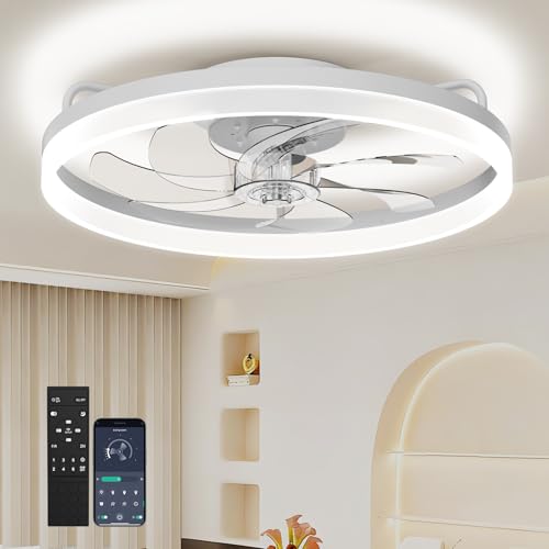 Amceiling 20-Inch White Ceiling Fan with Lights - Easy Install Bedroom Fan