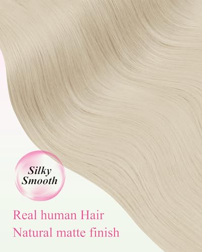 YoungSee Blonde Tape-In Hair Extensions Platinum Blonde 20pcs 14 Inch - Lightweight Human Hair