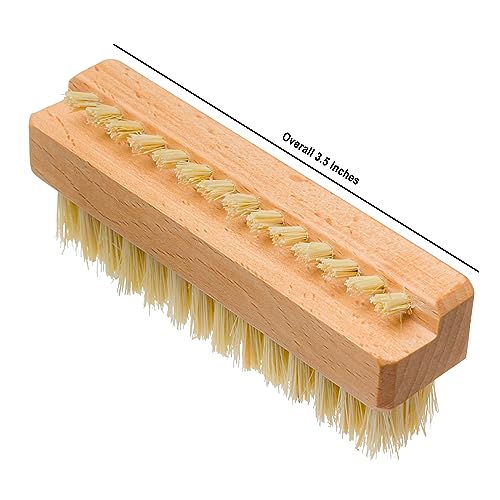 Redecker Natural Tampico Fiber Nail Brush with Oiled Beechwood Handle, Double-sided Design with Angled Bristles, 3-1/2-Inches