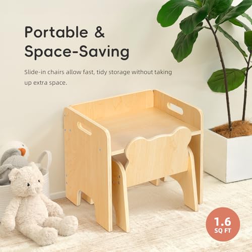 Montessori Toddler Weaning Table and Chair Set - Wooden Kids Activity Furniture