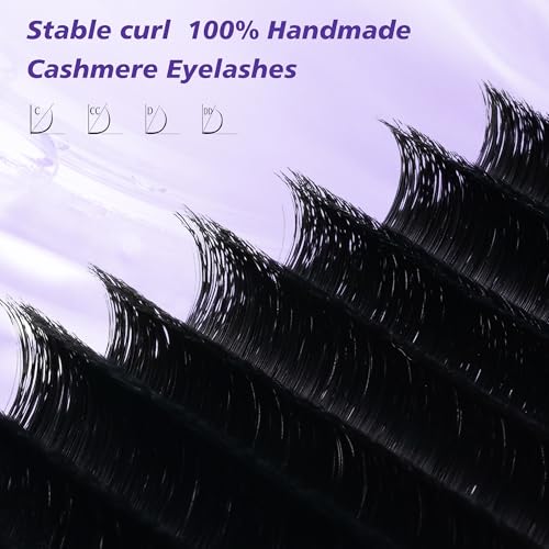Ohiray Cashmere Eyelash Extensions,3D 5D 6D 7D 10D Easy Fans 8-20mm Length Single and Mixed, Pesta?as Lash Trays Supplies for Lash Tech,Matte&Fluffy (8-16mm-CC-0.05)
