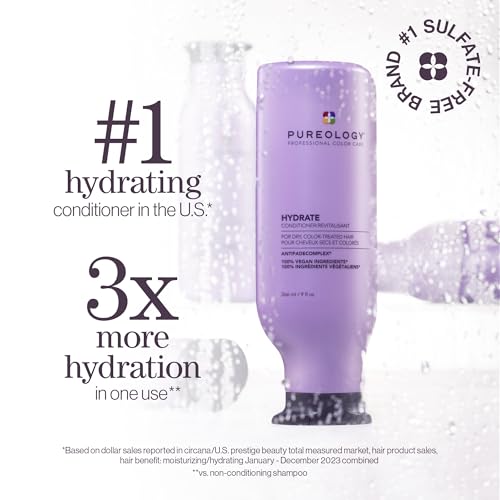 Pureology Hydrate Moisturizing Shampoo & Conditioner Set - 9 Fl Oz Pack of 2 for Dry & Color-Treated Hair