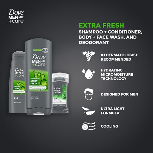 Dove Men+Care Shower Caddy College Gift Set ? Extra Fresh Body + Face Wash, Deodorant for Men + Fresh & Clean 2-in-1 Shampoo & Conditioner (4 Piece Set)