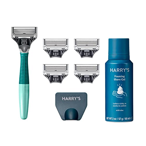 Harry's Razors for Men - Men's Razor Set with 5 Razor Blade Refills, Travel Blade Cover, 2 oz Shave Gel (Sage) & Post Shave - Post Shave Balm for Men - 3.4 Fl Oz (Pack of 2) (packaging may vary)