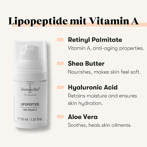 Dermaroller, New Natural Line Lipopeptide Night Cream Hyaluronic Acid Vitamin A and Shea Butter Combine to Moisturize and Repair Tired Stressed Skin Helps to Reduce Fine Wrinkles oz, 1.01 Ounce