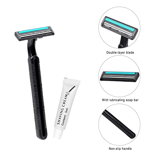 Disposable Razors in Bulk with Shaving Cream - 100 Pack, Double Blade Men's Safety Razors