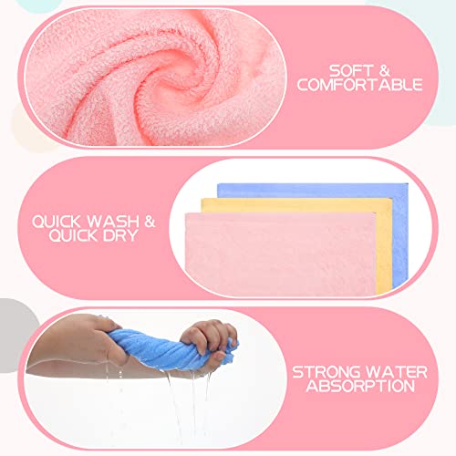 Newwiee Multicolor 40 Pcs Cotton Face Wash Cloths - 10 x 10 Inch (10 White, 5 Pink, 5 Yellow, 5 Blue, 5 Green, 5 Rose Red, 5 Purple)