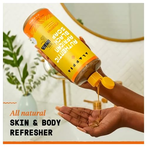 Alaffia Authentic African Black Soap, Unscented, 2-Pack ? All-in-One Moisturizing Cleanser for Face, Hands, Body & Hair, 32 Oz Ea