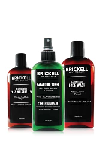 Brickell Men's Scented Daily Face Cleanse Routine for Oily Skin with Hyaluronic Acid & Aloe