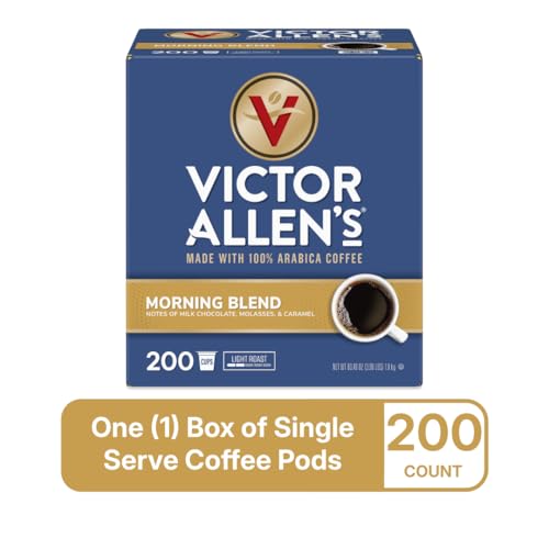 Victor Allen's Morning Blend Light Roast Coffee Pods - 200 Count for Keurig K-Cup Brewers