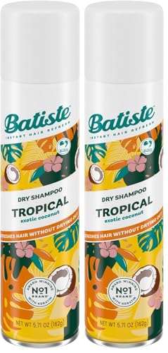 Batiste Tropical Dry Shampoo Set - 2 x 5.71 oz Waterless Hair Refresh & Volume