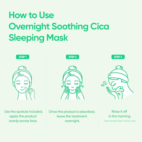 BANILA CO Overnight Soothing Cica Sleeping Mask | Centella Asiatica Water for Calming Skin | Panthenol for Intense Hydration | Korean Facial Skincare Non-Comedogenic (100ml / 3.38 fl oz)