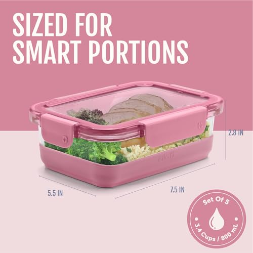 Ello Duraglass 10-Piece Meal Prep Containers Set - 3.4 Cup Glass Food Storage with Airtight Lids