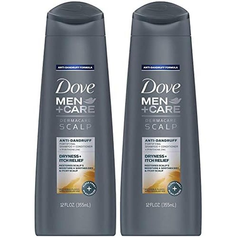 Dove Men + Care Dermacare Scalp - Anti-Dandruff Shampoo + Conditioner 2 in 1 - Dryness + Itch Relief - Net Wt. 12 FL OZ (355 mL) Per Bottle - Pack of 2 Bottles
