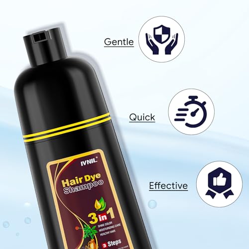 Ivnil Chestnut Brown Hair Dye Shampoo 3-in-1 for Men & Women