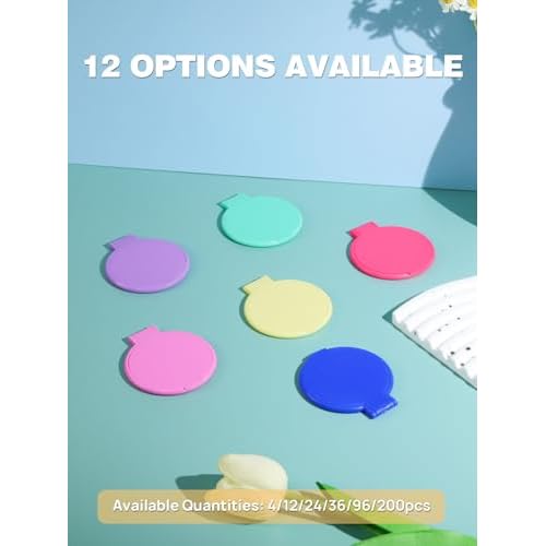 Qislee Compact Mirror Bulk, Pocket Small Mini Folding Mirrors for Purse, 96 Packs (6 Colors)