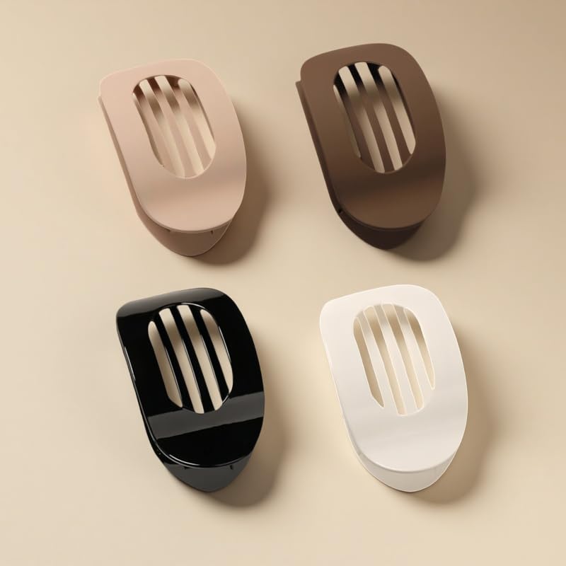 Flat Claw Clips for Women – 4 Pack Flat Hair Clips for Women Thick Hair & Thin Hair, Large Non-Slip Flat Hair Clips for Ponytails, No Bend Flat Claw Clip Set (Neutral Matte Colors)