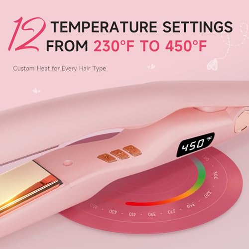 Pink Titanium Flat Iron Hair Straightener - 1 Inch Professional Hair Styler