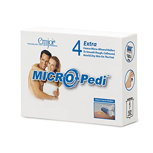 Emjoi Micro-Pedi Extra Coarse Replacement Rollers - Callus Removal, 4 Pack