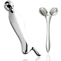 Face & Body Roller Massager - Guasha Tool for Face, Neck & Eyes, Stainless Steel, Chin Lift, Skin Tightening (Silver White)