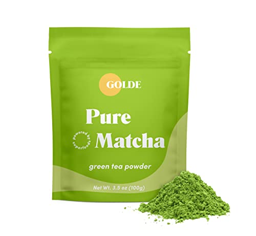 GOLDE 100g Organic Ceremonial Matcha Powder - Smooth Green Tea Superfood with L-Theanine & 60mg Caffeine - Jitter-Free Energy Boost