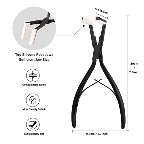 Gomake Black Tape-In Hair Extension Tools Kit with Stainless Steel Pliers & Remover
