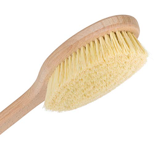 Long Handle Bath Brush with Tampico Bristles & Beechwood Handle - Made in Germany
