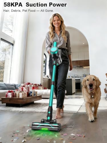 OIRFND Cordless Vacuum Cleaner 58KPa 60Mins 10-in-1 Self-Standing, Army Green