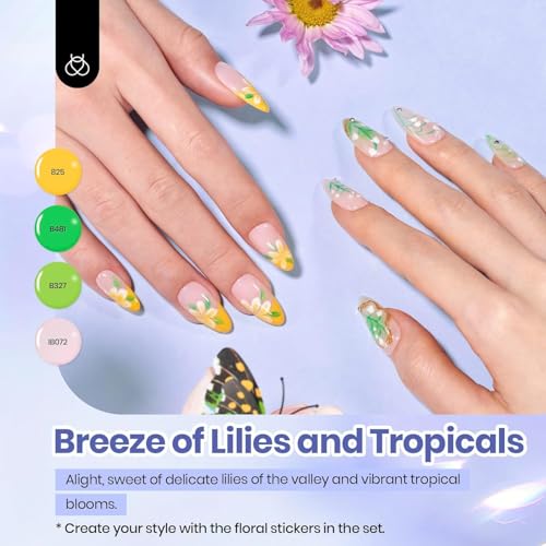 beetles Pastel Gel Polish Set - Petal Symphony Collection, 40 Pcs 36 Colors Easter Gel Polish Set Spring Colors Pink Red Green Blue Color Gel with Base&Glossy Matte Top Coat UV LED Nail Art