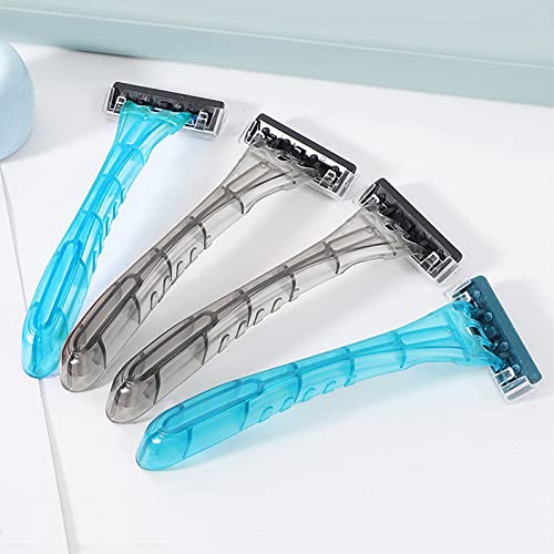 Blue Disposable Razors Bulk Pack - Individually Wrapped Twin Steel Blades for Travel & Hotel