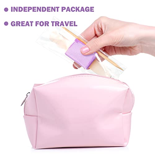 Disposable Manicure Kit Set with Nail Files Buffers & Wooden Sticks - 100 Sets