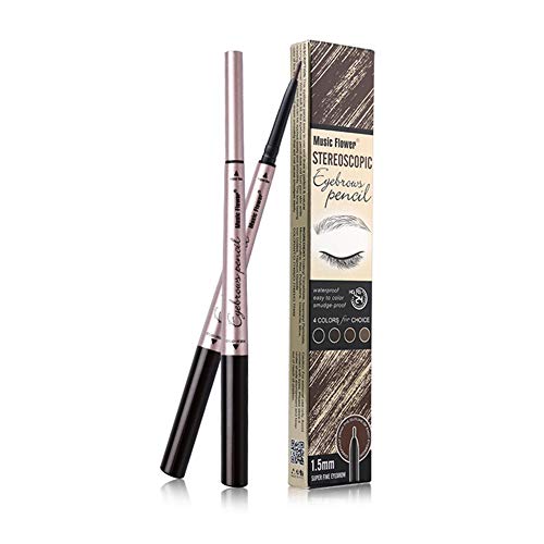Vtrem Double-headed Eyebrow Pencil: Waterproof Smudge-Proof Long Lasting Eye Brow Pen Fine Carving Eyebrow Pencil for Natural (1# Dark Coffee)